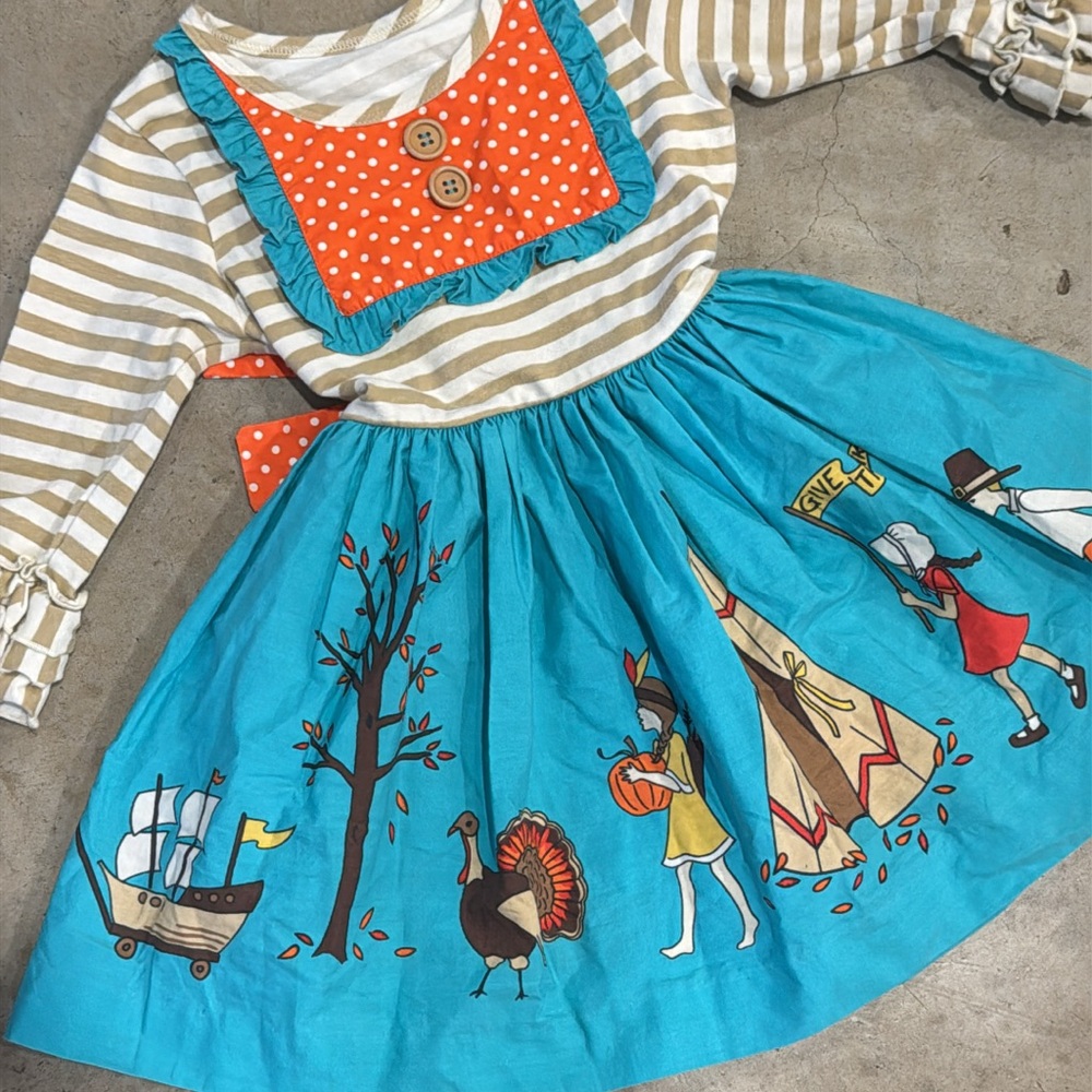 Eleanor Rose Orange and Blue Kids Costume Dress